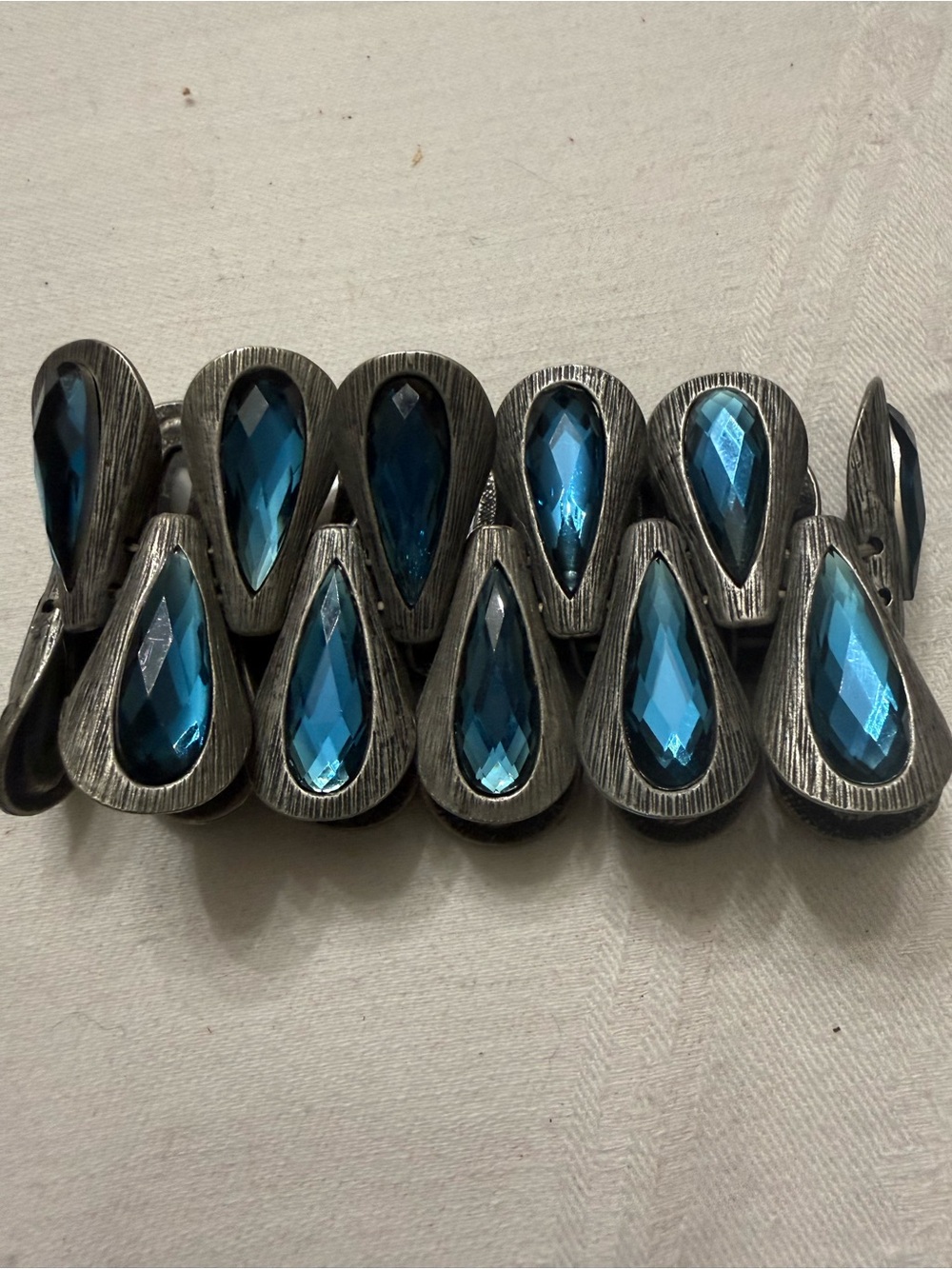 Blue Teardrop Crystal Stretch Bracelet